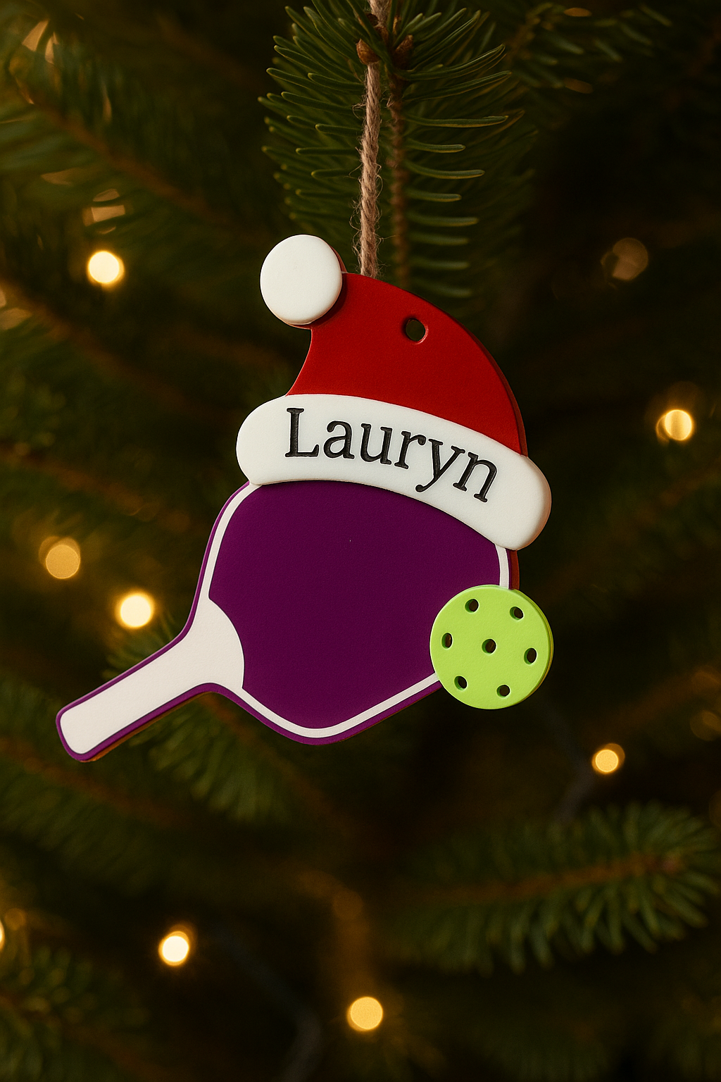 Santa Hat Pickleball Paddle Ornament