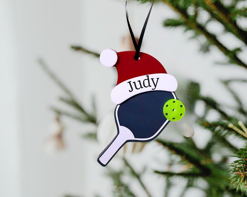 Santa Hat Pickleball Paddle Ornament