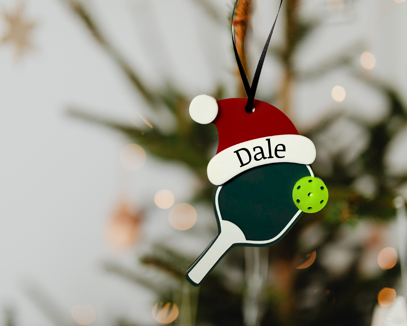 Santa Hat Pickleball Paddle Ornament